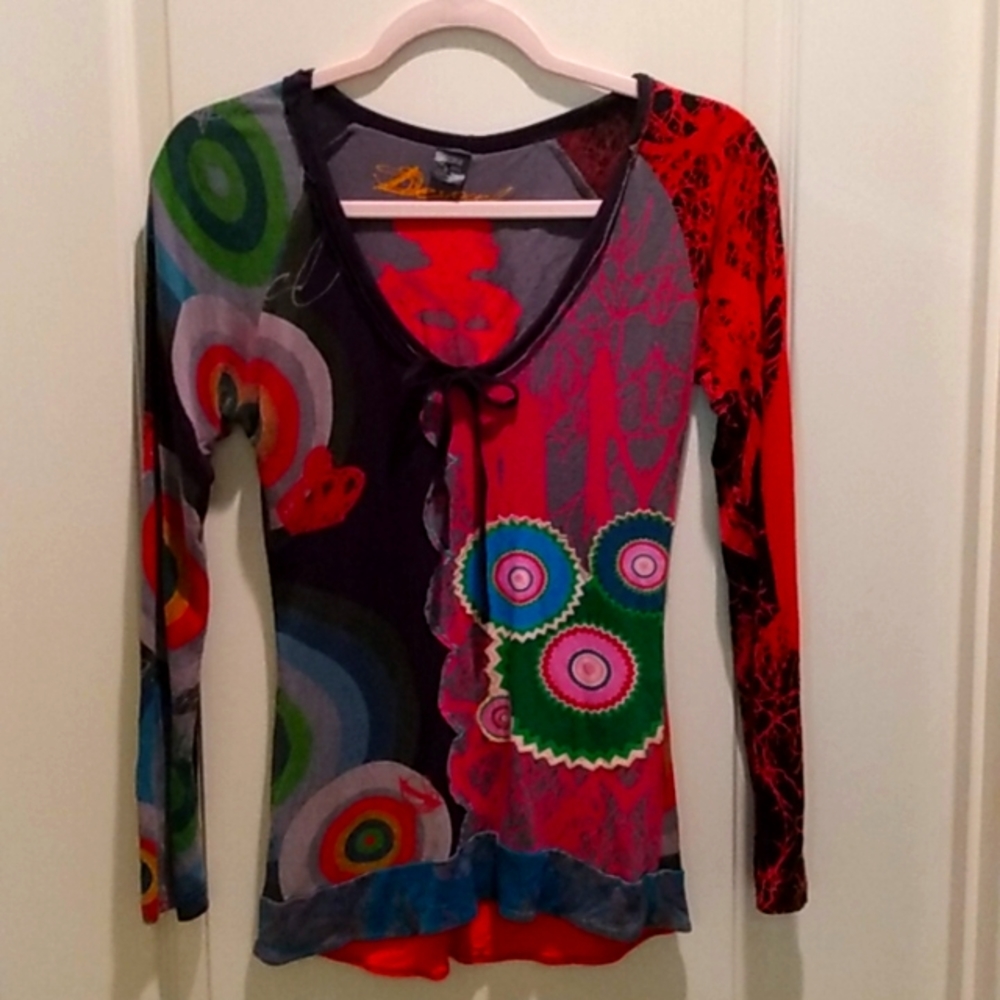 Women's Colorful  Long Sleeve Tee by Desigual, Size Small